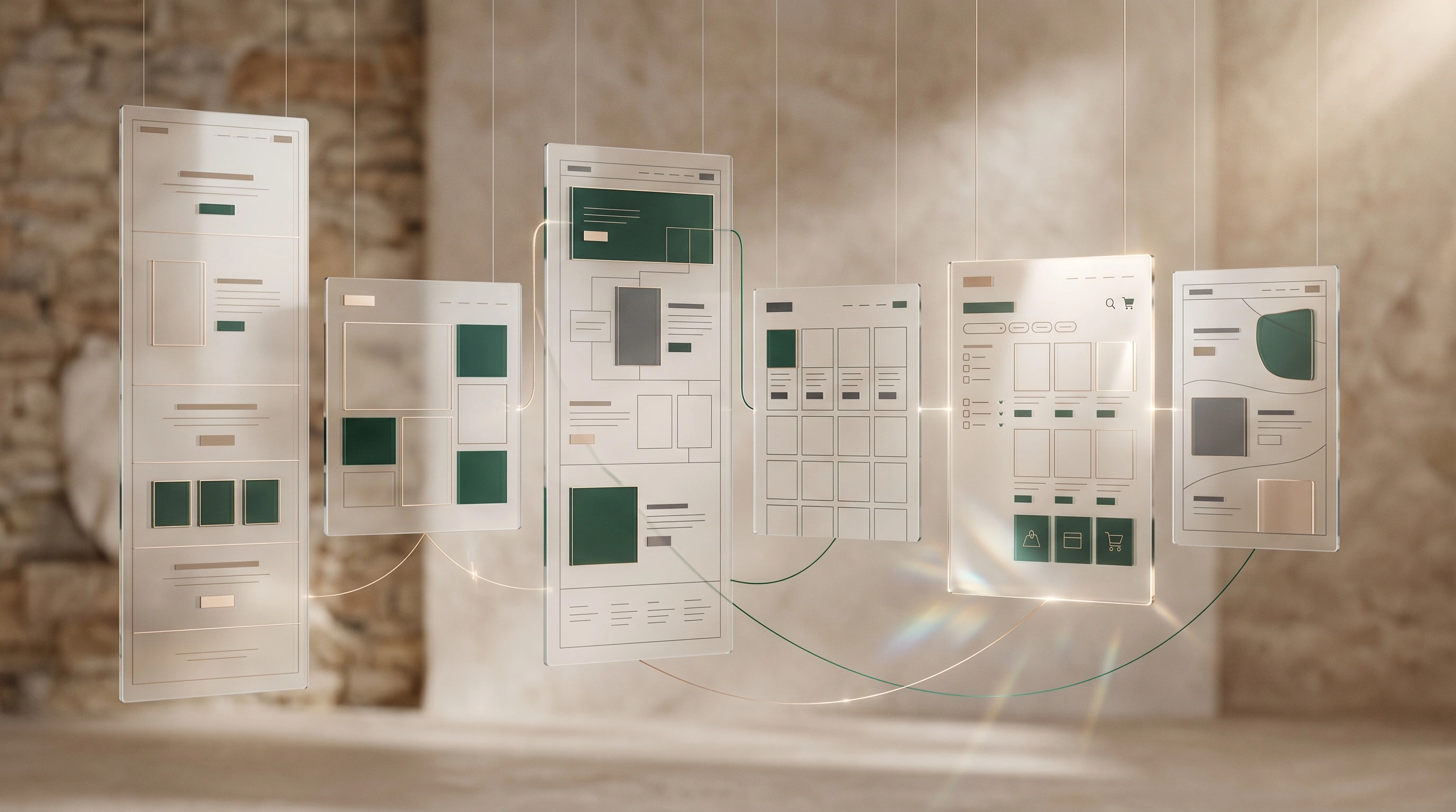 Редакционная композиция с разными форматами сайтов и их архитектурой